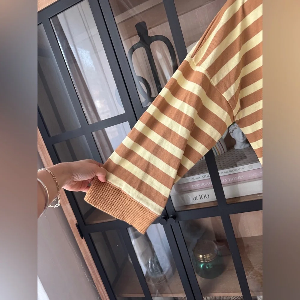Anthropologie Maeve Cotton Boxy Oversized V-Neck Top sweater ribbed pullover - Picture 10 of 12